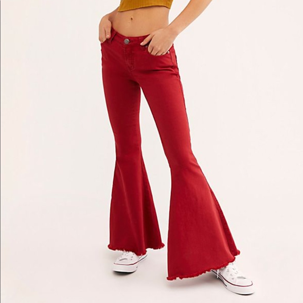 Red corduroy bell bottoms